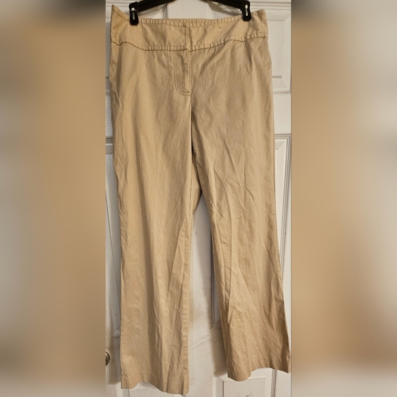 J. CREW Stretch Women's Wide Leg Pants SIZE 8 Light Khaki Pre-Owned - Picture 2 of 4